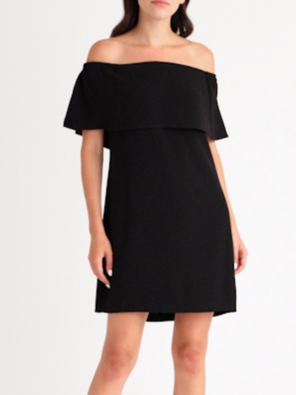Charles Henry Black Off-Shoulder Mini Dress